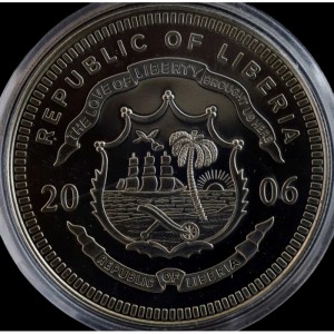 Аверс монеты Либерия, 5 долларов, 2006, Президент Джон Ф. Кеннеди