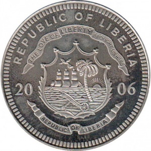 Аверс монеты Либерия, 5 долларов, 2006, Свобода морей
