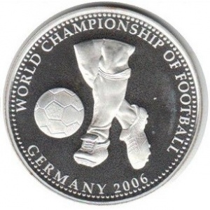 Реверс монеты Либерия, 5 долларов, 2006, Чемпионат мира по футболу 2006