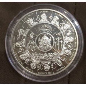 Реверс монеты Либерия, 5 долларов, 2008, Иисус Христос и 12 апостолов