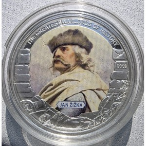Реверс монеты Либерия, 5 долларов, 2009, Ян Жижка