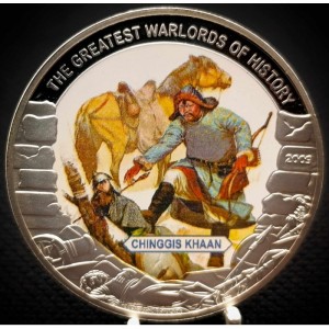 Реверс монеты Либерия, 5 долларов, 2009, Чингисхан