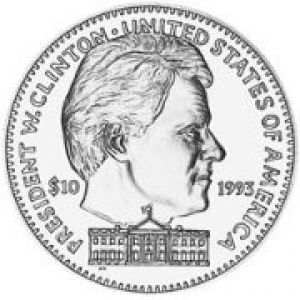Реверс монеты Либерия, 10 долларов, 1993, Билл Клинтон