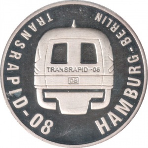 Реверс монеты Либерия, 10 долларов, 1999, Transrapid-08 - Гамбург-Берлин