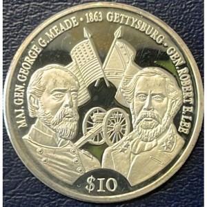 Реверс монеты Либерия, 10 долларов, 2000, Битва при Геттисберге