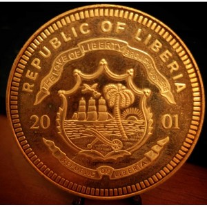Аверс монеты Либерия, 10 долларов, 2001, Белоголовый орлан
