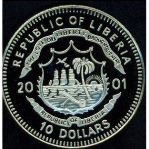 Аверс монеты Либерия, 10 долларов, 2001, Венская битва