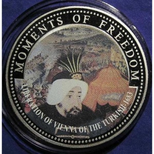 Реверс монеты Либерия, 10 долларов, 2001, Венская битва