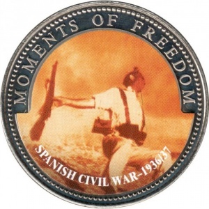 Реверс монеты Либерия, 10 долларов, 2001, Гражданская война в Испании