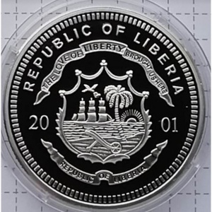 Аверс монеты Либерия, 10 долларов, 2001, Нельсон Мандела