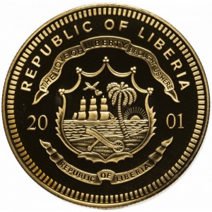 Аверс монеты Либерия, 10 долларов, 2001, Италия