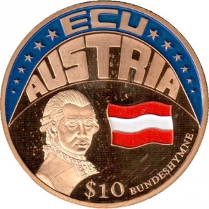 Реверс монеты Либерия, 10 долларов, 2001, Австрия