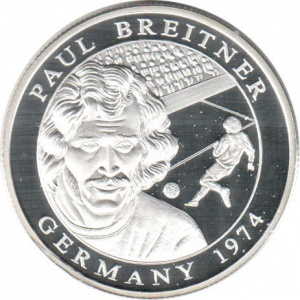 Реверс монеты Либерия, 10 долларов, 2001, Пауль Брайтнер, Германия 1974