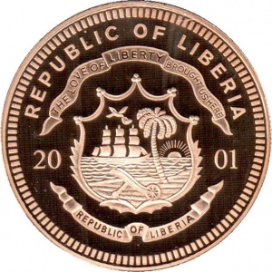 Аверс монеты Либерия, 10 долларов, 2001, Финляндия