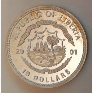 Аверс монеты Либерия, 10 долларов, 2001, Вторая мировая война - Фау-1