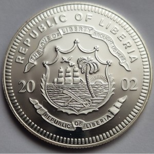 Аверс монеты Либерия, 10 долларов, 2002, Ирландская валюта