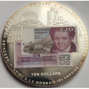 Реверс монеты Либерия, 10 долларов, 2002, Ирландская валюта