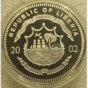 Аверс монеты Либерия, 10 долларов, 2002, Зебра