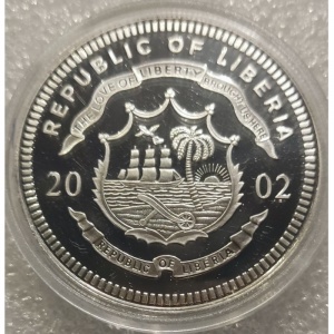 Аверс монеты Либерия, 10 долларов, 2002, Леопард