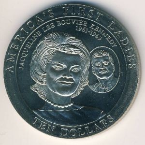 Реверс монеты Либерия, 10 долларов, 2002, Жаклин Кеннеди