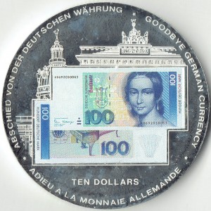 Реверс монеты Либерия, 10 долларов, 2002, Немецкая валюта