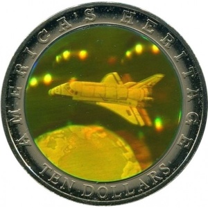 Реверс монеты Либерия, 10 долларов, 2002, Американское наследие - Спейс шаттл
