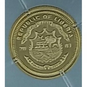 Аверс монеты Либерия, 10 долларов, 2003, Папа Иоанн Павел II /ДЕСЯТЬ ДОЛЛАРОВ/