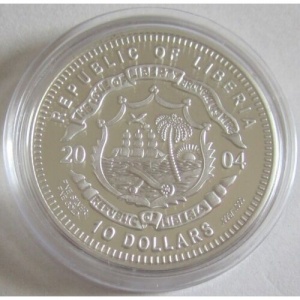 Аверс монеты Либерия, 10 долларов, 2004, Краснохвостый лемур - Мадагаскар
