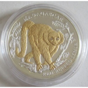 Реверс монеты Либерия, 10 долларов, 2004, Краснохвостый лемур - Мадагаскар