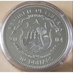 Аверс монеты Либерия, 10 долларов, 2004, Падение режима Чаушеску - 1989