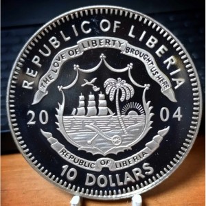 Аверс монеты Либерия, 10 долларов, 2004, Густав Ваза освобождает Швецию - 1523