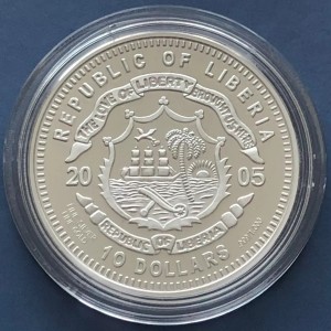 Аверс монеты Либерия, 10 долларов, 2005, Ягуар - Белиз