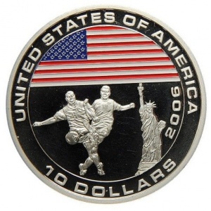 Реверс монеты Либерия, 10 долларов, 2005, США