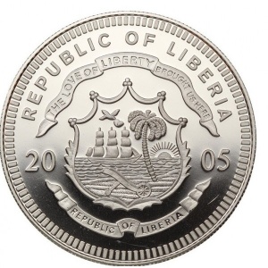 Аверс монеты Либерия, 10 долларов, 2005, Украина