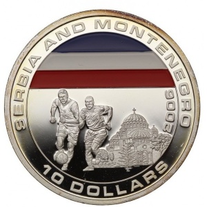 Реверс монеты Либерия, 10 долларов, 2005, Сербия и Черногория