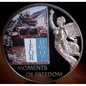 Реверс монеты Либерия, 10 долларов, 2006, Дейтонские соглашения - 1995 г.