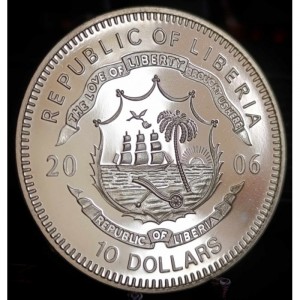 Аверс монеты Либерия, 10 долларов, 2006, Симлский пакт между Индией и Пакистаном - 1972 год