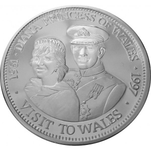 Реверс монеты Либерия, 20 долларов, 1997, Визит в Уэльс