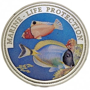 Реверс монеты Либерия, 20 долларов, 1997, Защита морской Флоры и Фауны