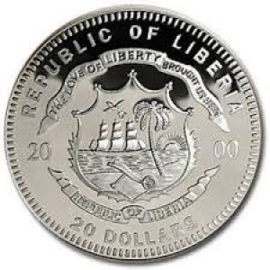Реверс монеты Либерия, 20 долларов, 2000, Авраам Линкольн (1861-1865)