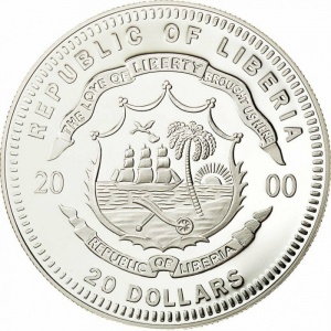 Аверс монеты Либерия, 20 долларов, 2000, Космос - Скайлаб-1