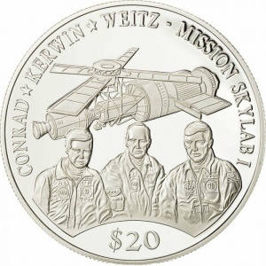 Реверс монеты Либерия, 20 долларов, 2000, Космос - Скайлаб-1