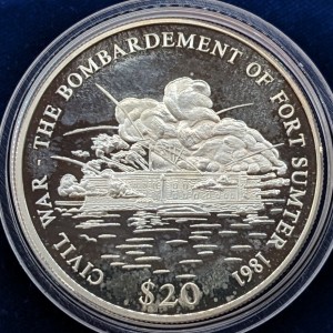 Реверс монеты Либерия, 20 долларов, 2000, Гражданская война в США - Сражение за форт Самтер