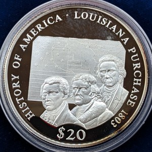 Реверс монеты Либерия, 20 долларов, 2000, Луизианская покупка