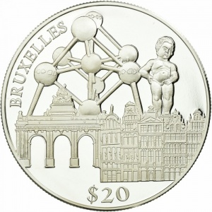 Аверс монеты Либерия, 20 долларов, 2000, Брюссель