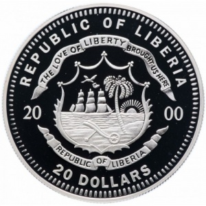Аверс монеты Либерия, 20 долларов, 2000, Корабли - Sovereign of the Seas