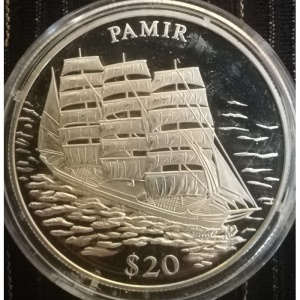 Реверс монеты Либерия, 20 долларов, 2000, Корабли - Pamir