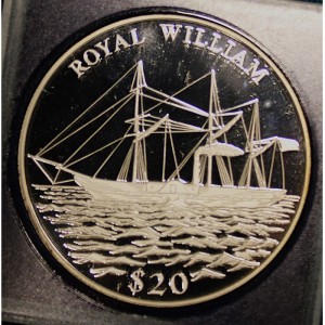 Реверс монеты Либерия, 20 долларов, 2000, Корабли - Royal William