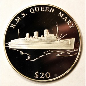 Реверс монеты Либерия, 20 долларов, 2000, Корабли - Queen Mary