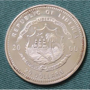 Аверс монеты Либерия, 20 долларов, 2000, Ричард Никсон (1969–1974)